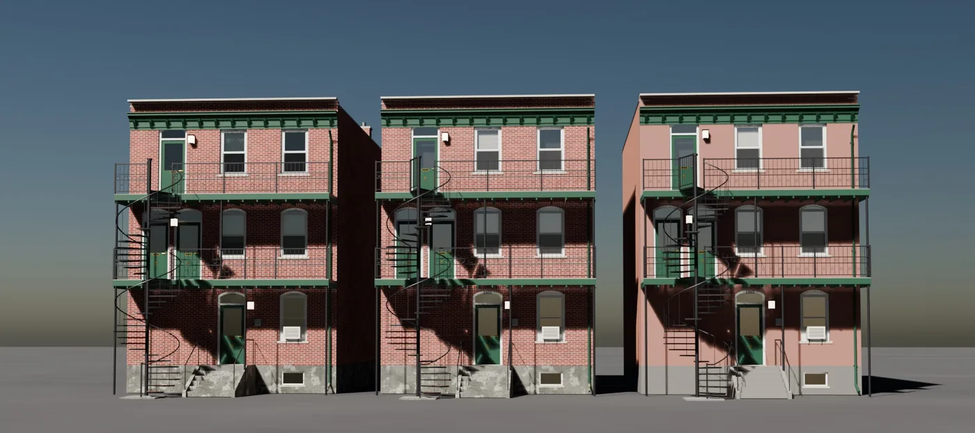 Le même triplex en procédural, en textures cuites et en couleurs plates
