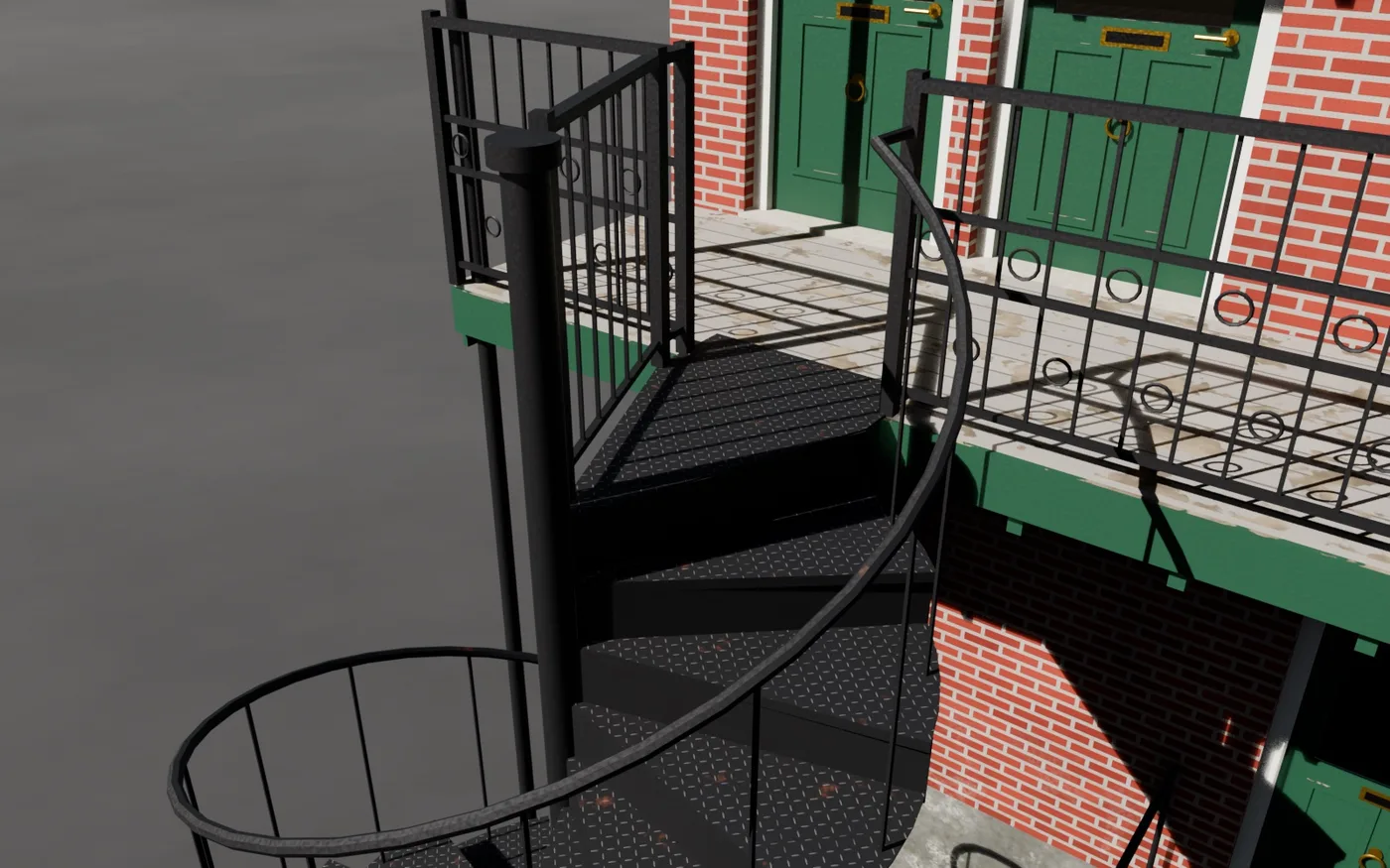 Escalier en colimaçon raccordé au balcon