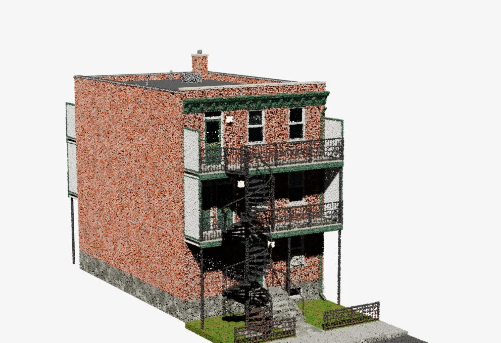 A Montreal brick house rebuilt as a point cloud