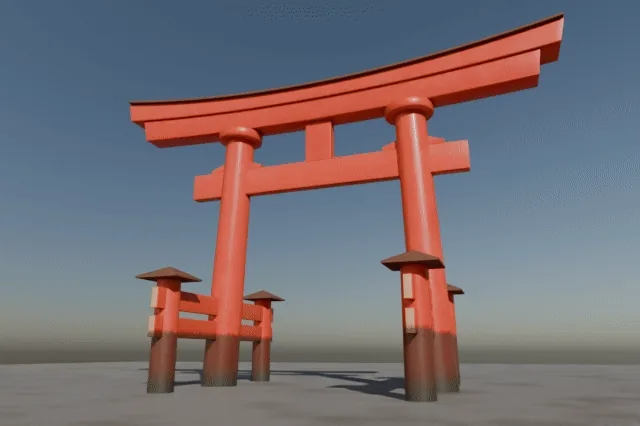 Animation: the Itsukushima torii turning around