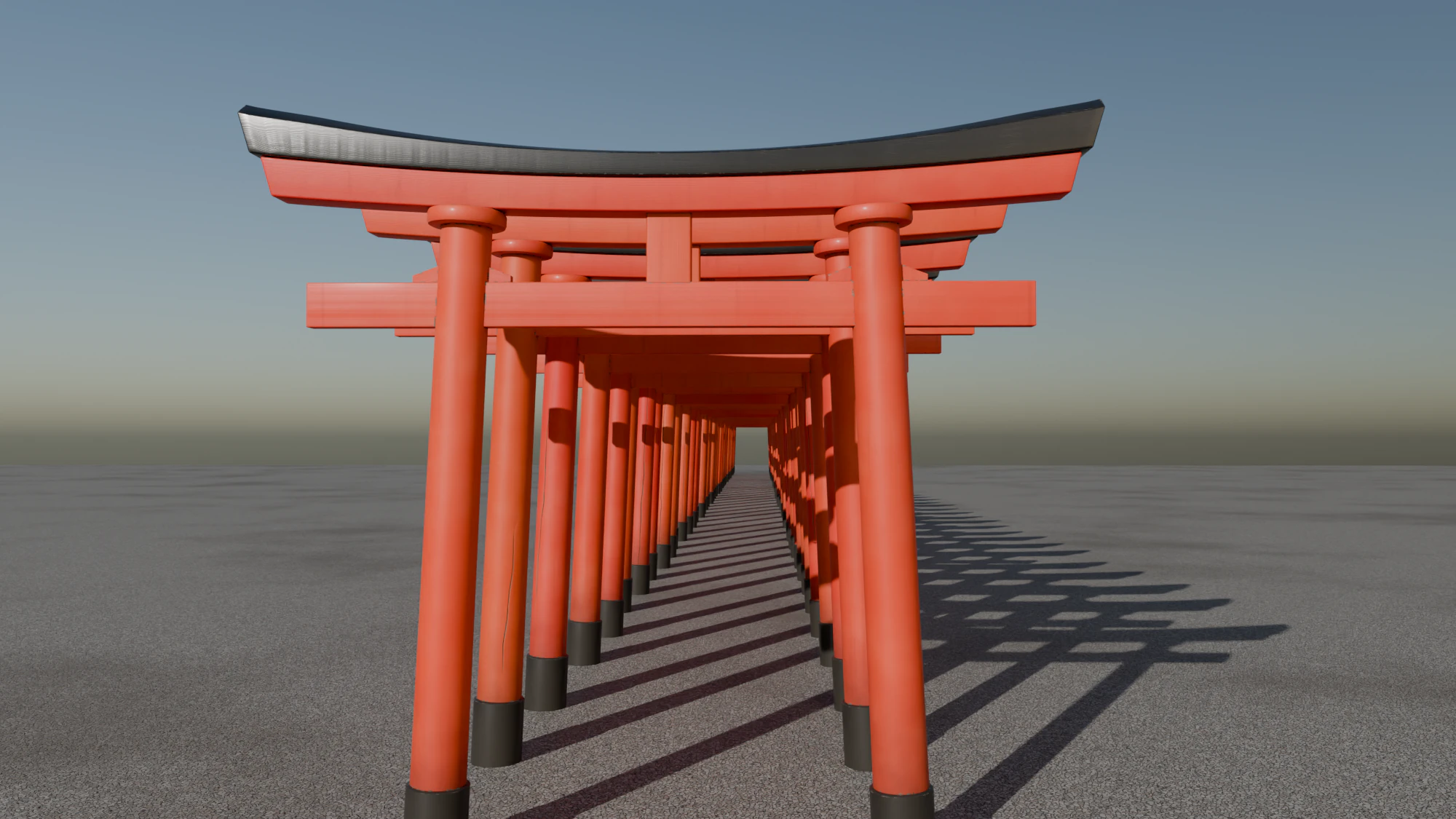 A tunnel of forty vermilion and black torii